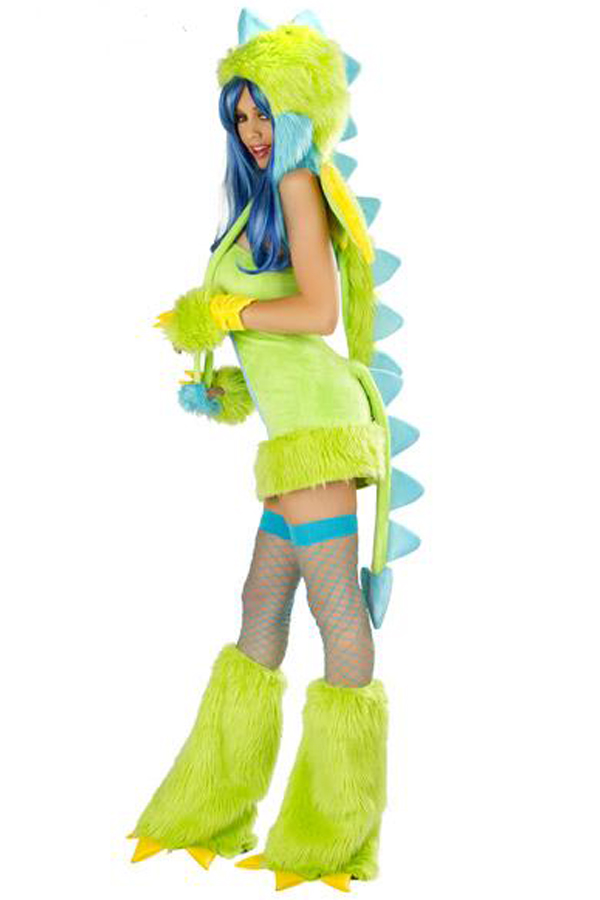 Halloween Costume Deluxe Green Puff Dragon Costume - Click Image to Close